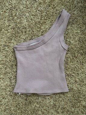 Urban Outfitters One-Shoulder Ribbed Tank — Mauve